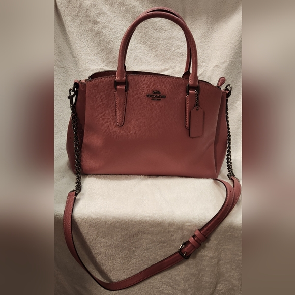 Authentic Rose Pink Leather Coach Large Satchel - Picture 7 of 8